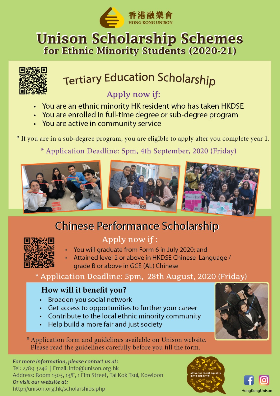 Tertiary Education Scholarship 2020 2021 Hong Kong Unison